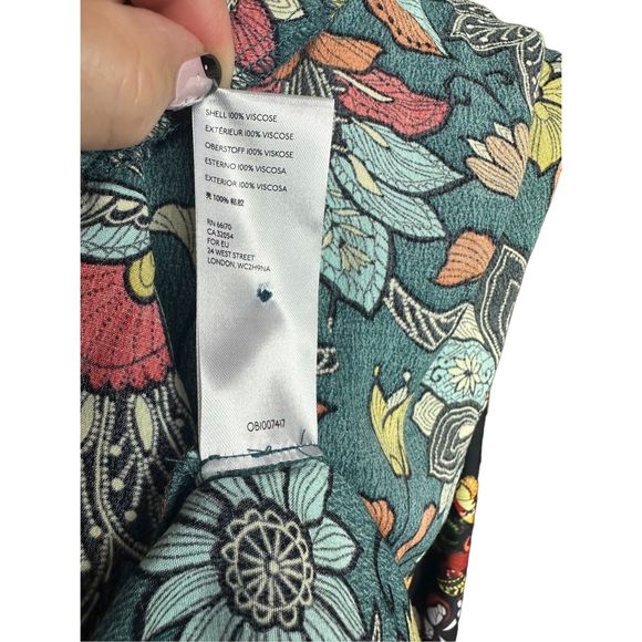 Anthropologie Geneva Floral Green Halter Wide Leg Jumpsuit Size XS Women's - Picture 9 of 9